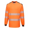PW3 Warnschutz Cotton Comfort T-Shirt, langarm, T185, Orange/Schwarz, Größe 4XL